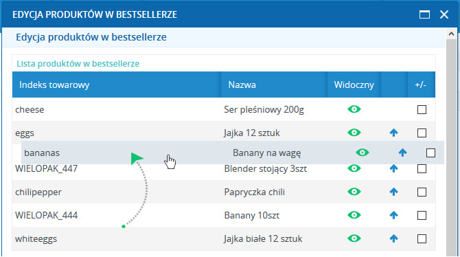 Mechanizm drag and drop w panelu administracyjnym sklepu internetowego